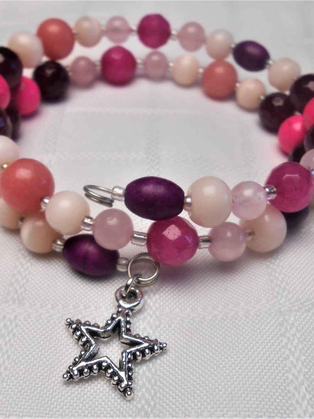 Handmade jewelry set with memory wire bracelets and earrings No 145